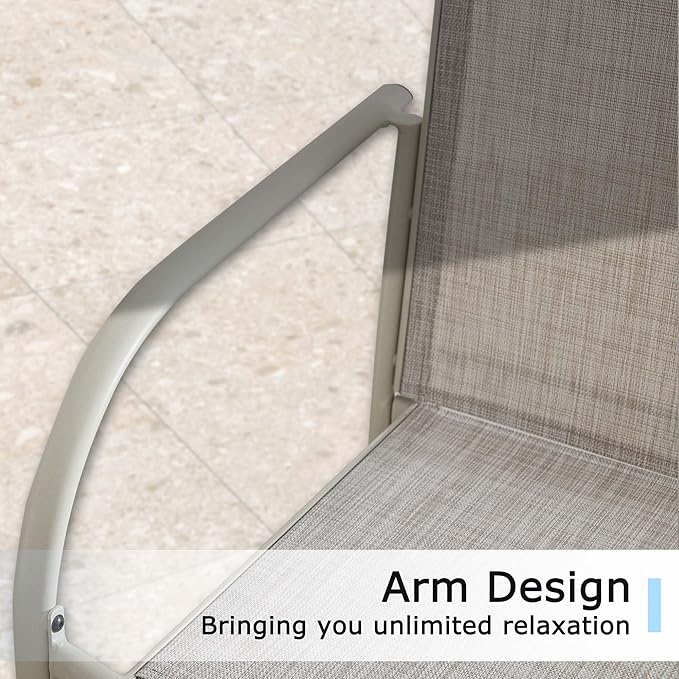 5 Pieces Round Dining Table Set for 4, Patio Dining Set Includes 4 Grey Stackable Patio Chairs and 1 Walnut Round Table, Patio Furniture Sets with Sling Support for Outside, Garden
