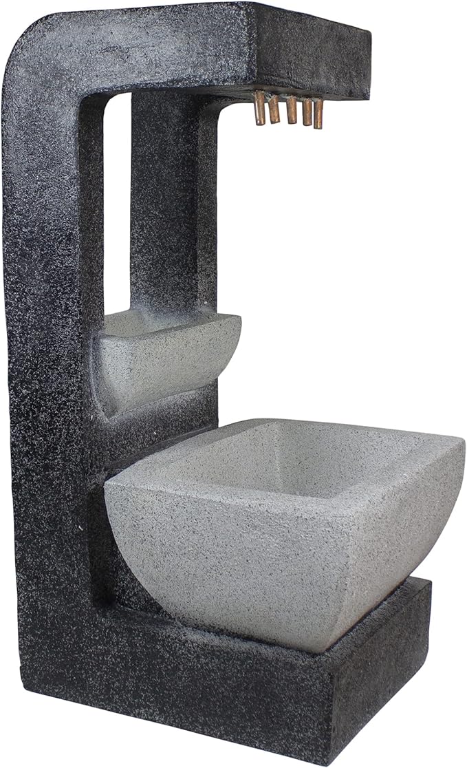 LED Lighted Rainfall Outdoor Water Fountain with Planter - 26"