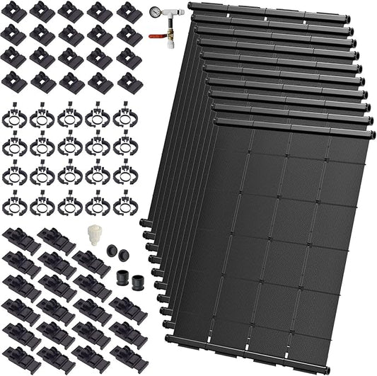 Industrial Grade Solar Pool Heater DIY Kit - Superior High-Wind Strapless Mounting System & Maximum Freeze Resistance (10-4'x10.5' / 420 Square Feet)