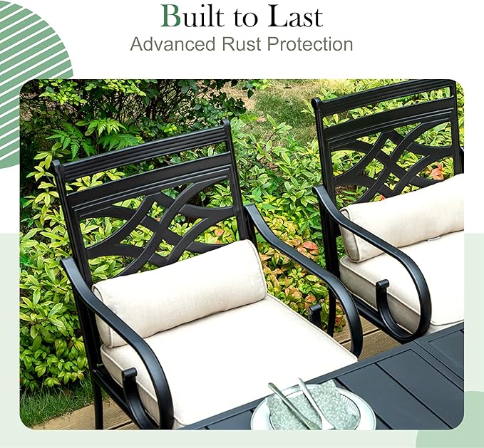 Sophia and William Outdoor Patio Dining Set for 4, Patio Table and Chairs Removable Seat Cushions, Patio Dining Table