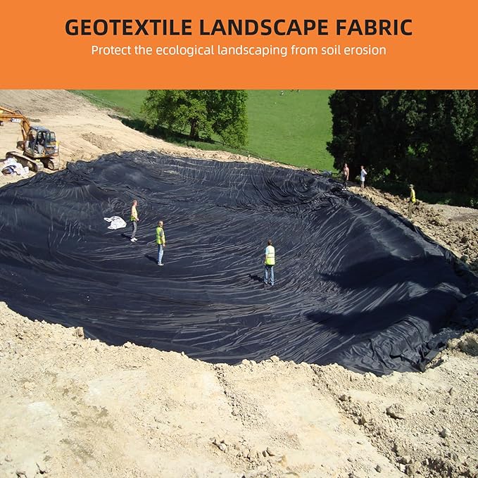 Towallmark Geotextile Landscape, 3ft x 100ft & 8oz Geotextile Fabric, PP Drainage 350N Tensile Strength & 440N Load Capacity, for Driveway & Road Stabilizationr, Erosion Control, French Drains