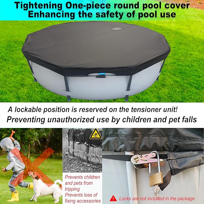 19 Ft Pool Cover, with Automatic Drain Round Pool Cover, One-Piece Quick Installation and Removal Above Ground Pool Cover, Preventing Waterlogging, UV Protected Solar Swimming Pool Cover