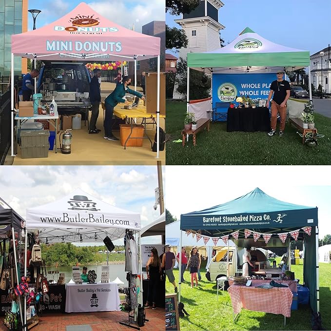 Custom Canopy Tent 10x10 with Logo, Personalized Pop Up Canopy Tent 10x10, Nano-Grade Water Repellent Heavy Duty for Business, w/Roller Bag (Canopy Top)