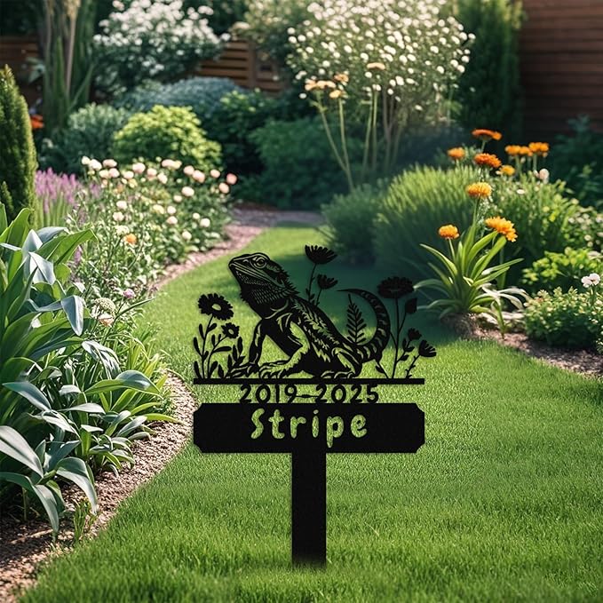 Custom Lizard Grave Marker,Personalized Pet Gecko Memorial Garden Stake,Pet Memorial Gift,Remembrance Stake,Loss of Lizard Gecko Iguana,Sympathy Sign Lizard 10inch