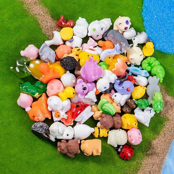 72pcs Mini Resin Animals 72 Styles Variety Tiny Animals Figures Miniature Little Small Animal Figurines Bulk for Micro Fairy Garden Landscape Accessories Hide Crafts Decor Aquarium