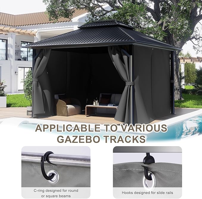 BPS 10' x 12' Gazebo Curtain Privacy 4-Panel Sidewall Outdoor Replacement Shade (Only Curtain)