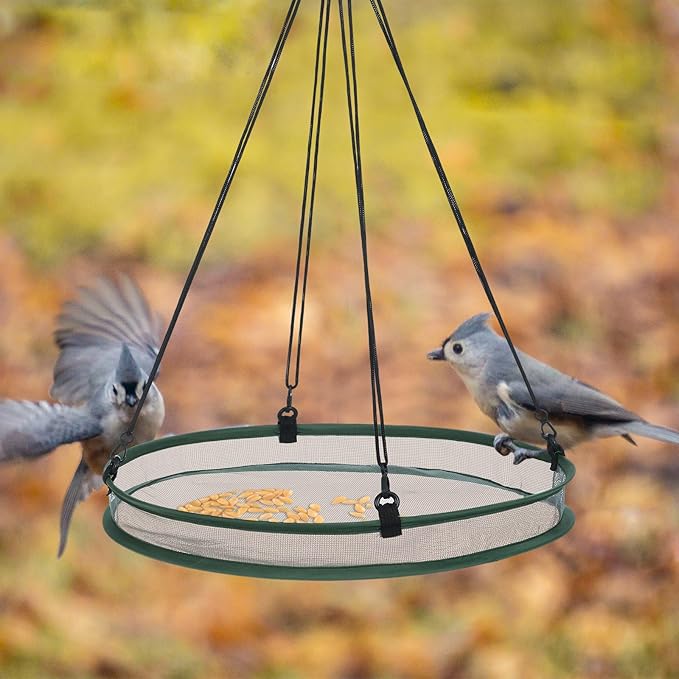 Universal Wild Bird Seed Catcher Hanging Hoop Platform Bird Seed Catcher Tray for Hummingbird Feeders Bee Feeder Outdoor Garden Accessories(2 Pieces,20 Inch)