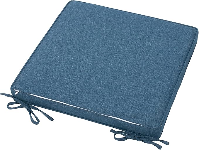 Magpie Fabrics Indoor Outdoor Waterproof Square Chair Cushion, 18" x 18" x 2.5", 2 Pack, Water Resistant Seat Cushions, for Patio Garden Office, Dark Blue