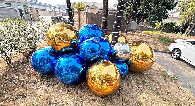 Big Shiny Balls Giant Inflatable Mirror Balls for Events & Decor - Party, Advertising, Shows, Stage Decoration - Hanging & Standing-Various Sizes & Colors - Blue (3.0m/9.84ft)