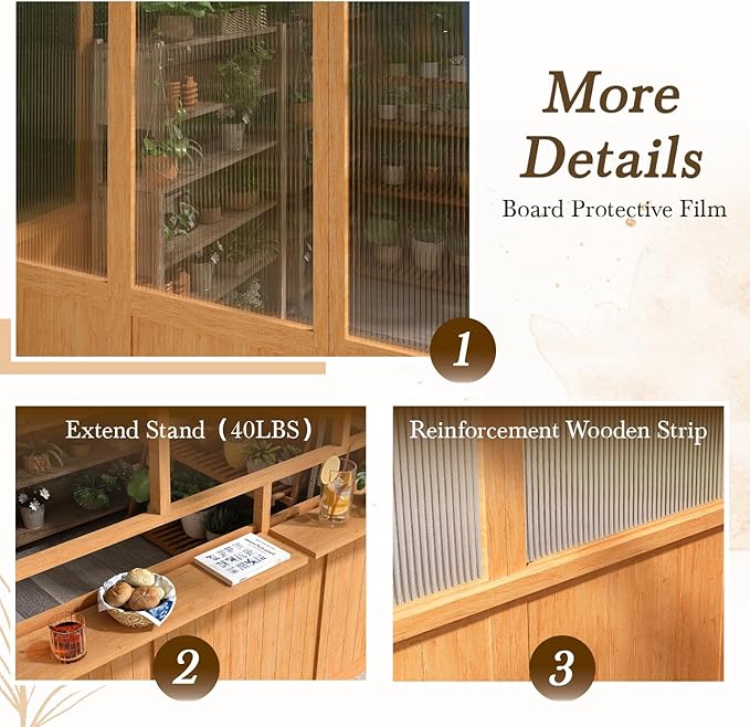 U-MAX 6x10 Ft Wood Greenhouse for Outdoors with Openable Window & Lockable Door, Heavy Duty Lean to Walk in Greenhouse with Polycarbonate Panel for Outside, Garden and Backyard
