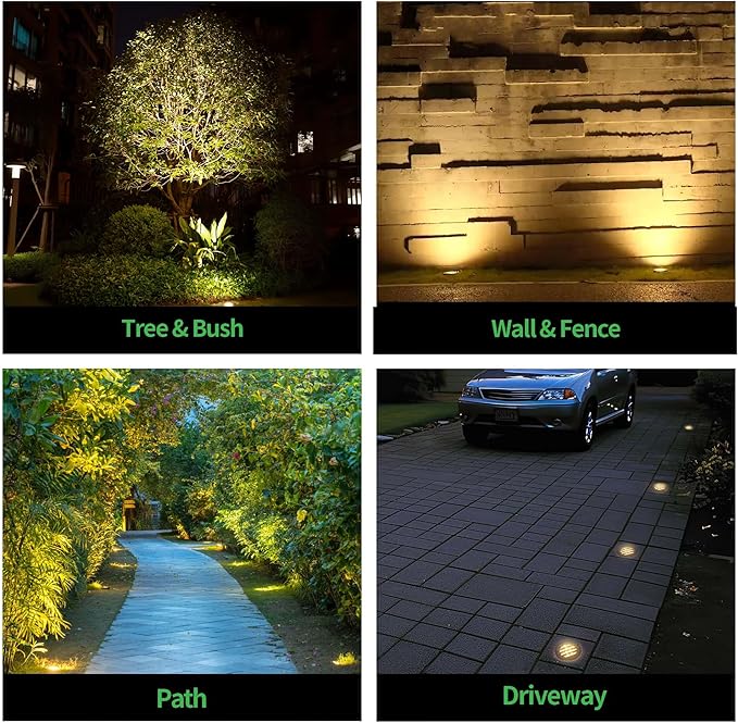 Well Lights Low Voltage, 12V In Ground LED Landscape Lights, IP67 Waterproof Outdoor, Louvered Top Aluminum ORB for Garden Driveway 6W 350LM 12 Pack