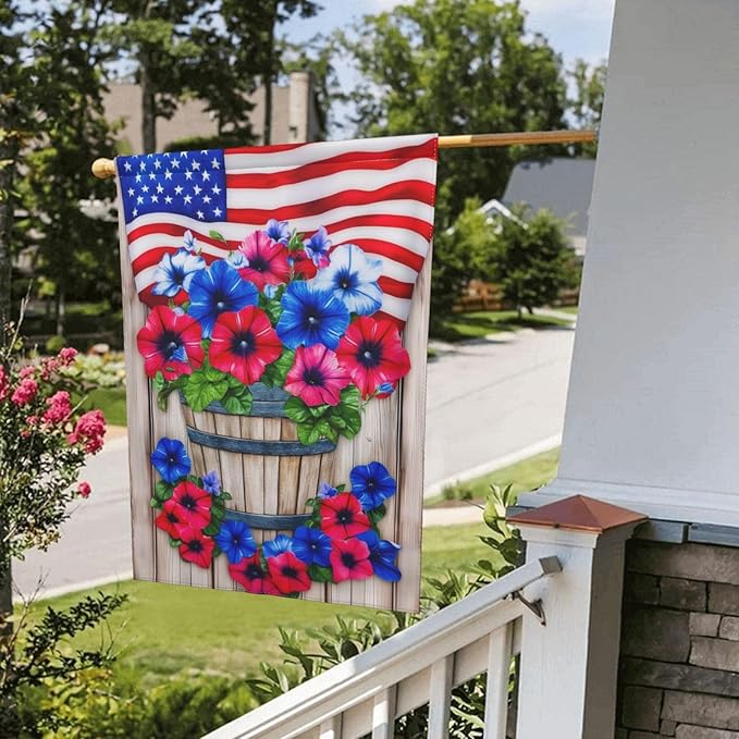 USA Garden Flag Vertical Double Sided Outdoor Yard Flags 12.5x18 Inch Burlap Banners for House Lawn