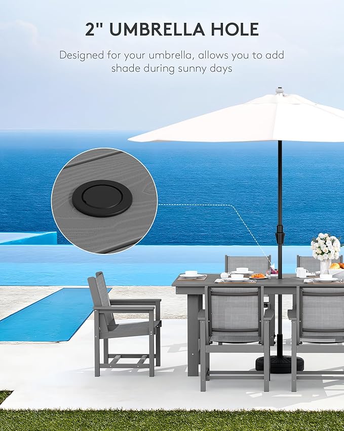 SERWALL Textilene Outdoor Dining Chair Set of 2, HDPE Frame with Textile Chair Seat, Holds up to 300 LBS, All Weather Resistant Chairs for Lawn, Garden, Yard and Poolside, Gray, Grey