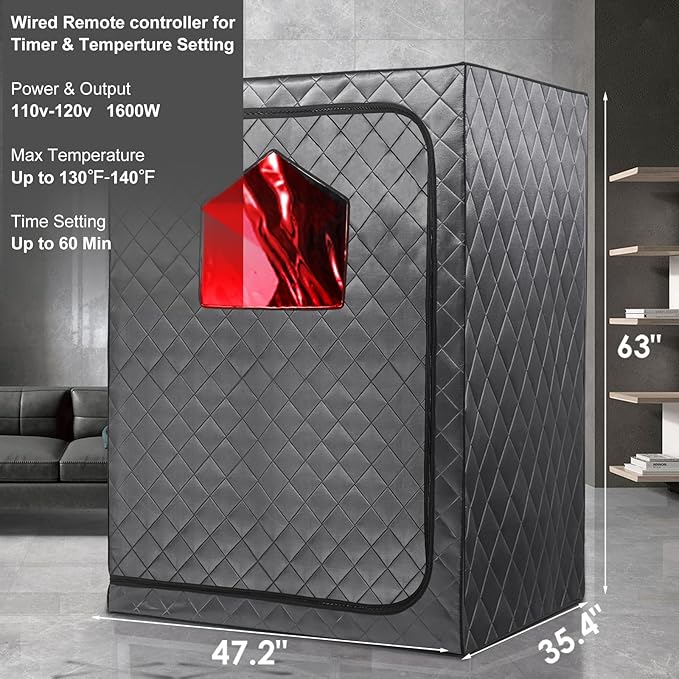 Full Body 2 Person Portable Infrared Saunas for Home, 2 Person Sauna Tent, at Home Sauna, Portable Personal Infrared Sauna Two-Person Sauna Tent with 2 Foldable Chairs, Remote Control
