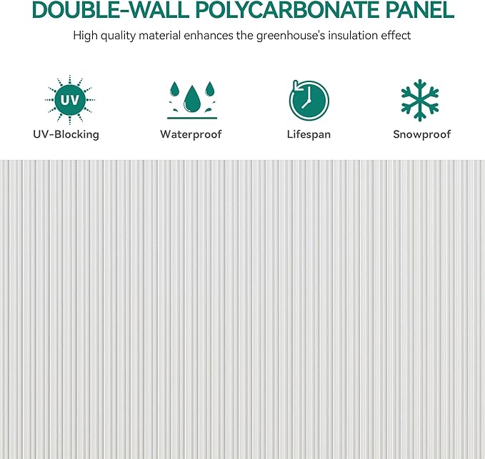 YITAHOME Polycarbonate 6X10FT Greenhouse Heavy Duty Green Houses Outdoor Greenhouses Aluminum Sliding Doors Vent Window for Garden Backyard, Black