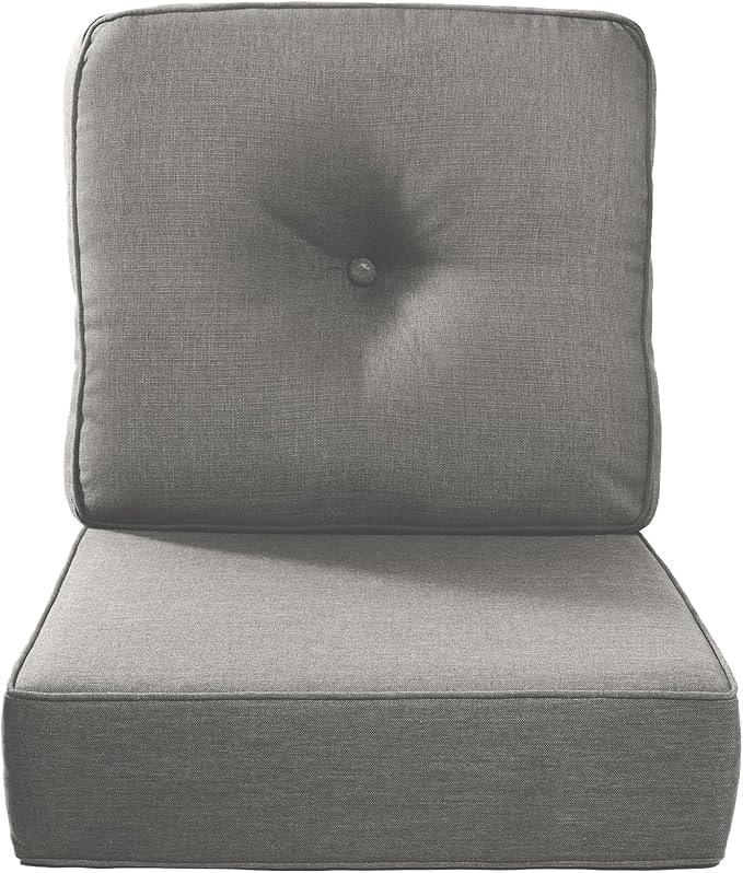 Luxury 22x24/22x25 6-Inch Outdoor Cushions - Water Repellent 1 Set Patio Replacement Seat Cushion for Rattan Mental Wicker Dining Rocking Swivel Chairs Loveseat Couch Sectional Sofa - Grey