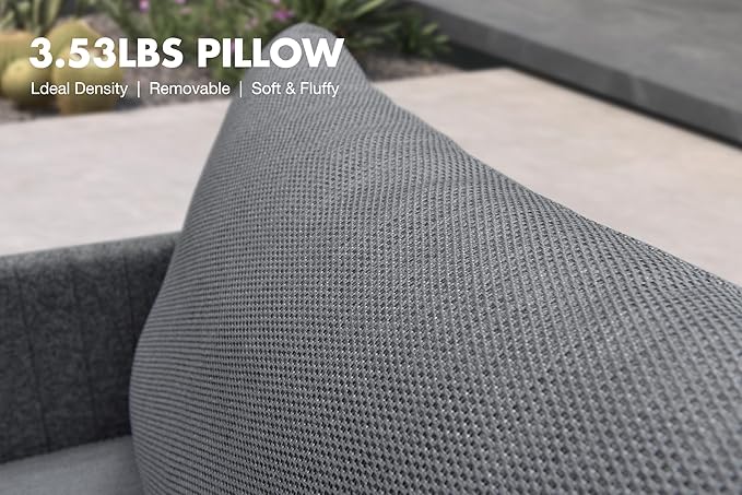 PURPLE LEAF Patio Furniture Set with 2 Person Lounge Chair 7 Pieces Outdoor Conversation Sets with Coffee Table Patio Sofa with Cushions Manual Weaving Furniture for Porch Lawn Backyard Gray