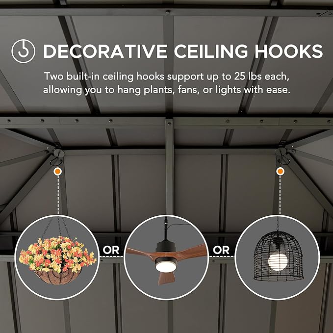 SUNJOY 12x16 Hardtop Wood Gazebo with Galvanized Steel Roof and Mosquito Netting, Outdoor Permanent Pavilion Cedar Gazebo for Backyard, Garden, Patio, Deck, Lawn