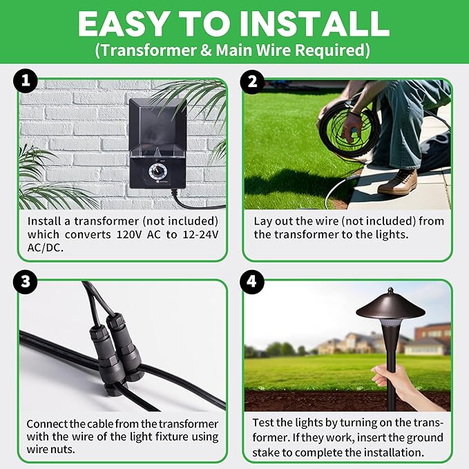 Pathway Landscaping Lighting, Low Voltage 5cct Modes Garden Path Light LED 12V, Outdoor Waterproof Sidewalk Lights, 5W 200LM Oil Rubbed Bronze Aluminum for Outside Walkways Yard (12 Pack)