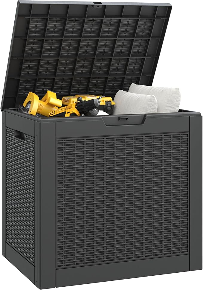 31 Gallon Storage Box, Resin Outdoor Waterproof and UV Resistant,Lightweight Box for Garden Tools, Pool Supplies