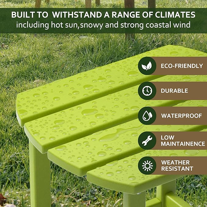 TORVA Patio Adirondack Side Table, Outdoor End Tables All-Weather Resistant HDPE Humidity-Proof Long Time Use for Deck, Lawn,Garden, Porch, Backyard End Table(Lemon Green Color-1 Tier)