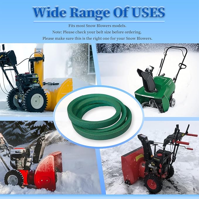 2 Pack Snow Thrower Auger Belt 72056 for Replace Ariens 07205600, 72109, 07210900 MTD 754-0104, 754-0177(1/2" X 32")