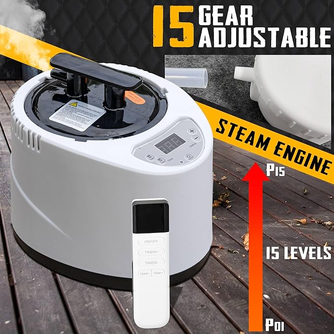 Portable Sauna for Home, 2.6L Steamer Portable Steam Sauna for Home, Personal Sauna with Big Sauna Chair, Remote Control, Oxford Fabric, 2.6’ x 2.6’ x 5.9’, Black, 1000W
