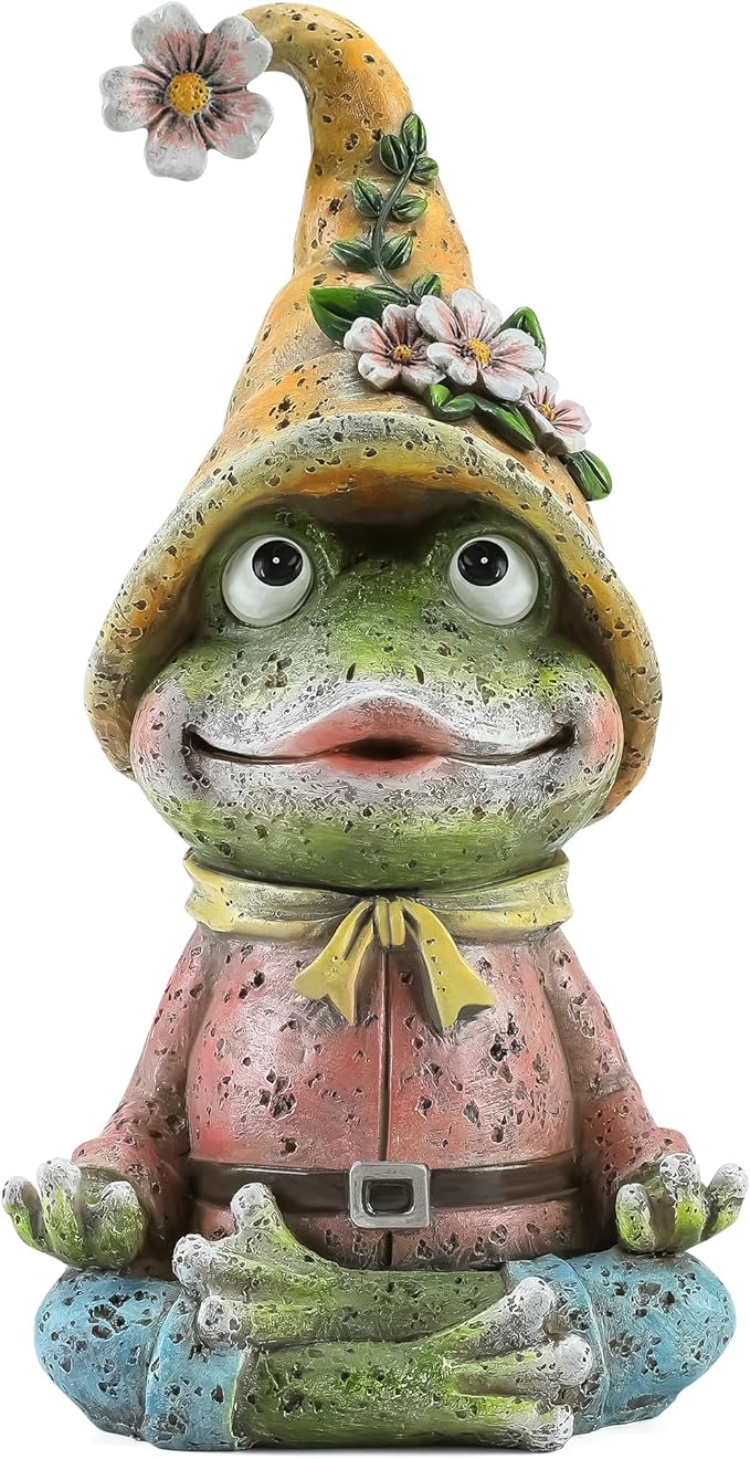 Garden Yoga Frog Statues Outdoor Meditation Zen Yoga Frogs Resin Figurines, Garden Home and Decoration for Patio Yard Lawn, Gifts for Women, 9.4 Tall Inches Green Frogs Sculptures