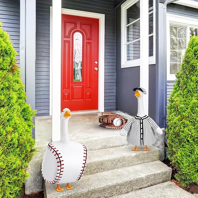 Abbylike 2 Set Baseball Goose Outfit Baseball Costume Lawn Porch Game Day Clothes for 23" Goose Outdoor Patio Yard Lawn Art Ball Celebrations Decor