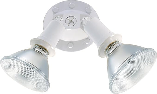 Satco SF76/522 Two Light Outdoor Heavy Duty Cast Aluminum Durable Weather Proof Security Flood Light, White