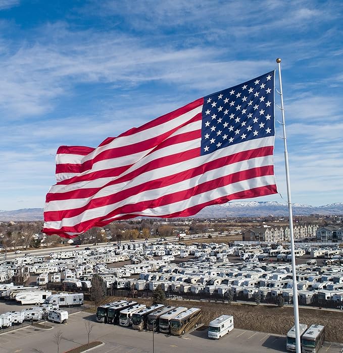 American Flag 3x5 ft for Outside, Heavy Duty USA Longest Lasting, Tough 210D US Flags with Embroidered Stars, Sewn Stripes, Brass Grommets, Indoor/Outdoor All Weather Use