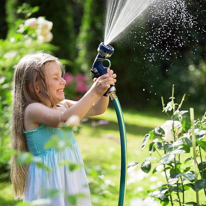 Solution4Patio Long Leader Green Garden Hose 5/8 in. x 50 ft. -Kink Free, No Leaking, Male/Female Fittings -Heavy Duty Durable Flexible Lightweight Water Pipe -Brass Aluminum Ends for Household & Yard