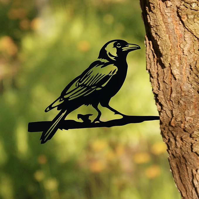 Metal Bird Yard Decor, Enchanting Raven Decoration, Metal Wall Art, Outdoor Garden Statues, The Ideal Gift of Ravens for Dad, Uncle or Grandpa