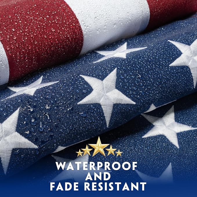 American Flag 10x15 Ft for Outside Longest Lasting- Ultra Durable, Tear-Proof Heavy Duty Spun Polyester US USA Flags - Fade Resistant, Embroidered Stars, Sewn Stripes, Brass Grommets - Outdoor Decor