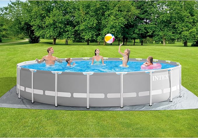 INTEX 26755EH Prism Frame Premium Above Ground Swimming Pool Set: 20ft x 52in – Includes 1500 GPH Cartridge Filter Pump – Removable Ladder – Pool Cover – Ground Cloth