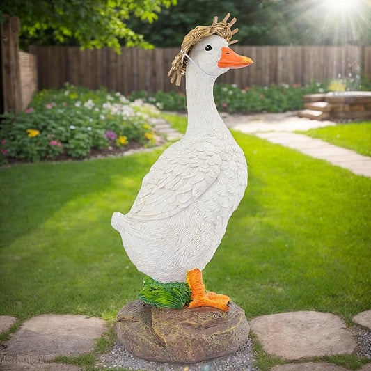 Realistic Duck Statues, Funny Duck Fence Decoration, Resin Duck Decor, Outdoor Animal Statue, Duck Sculpture, Perfect for Home Garden Stairs, Farm, Patio, Backyard (11.6 in)