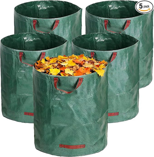 5 Packs 5 Packs 72 Gallon Reusable Yard Waste Bags, Leaf Collection Bags with Handles, Heavy Duty Camping Garden Waste Bags for Debris Leaves Grass