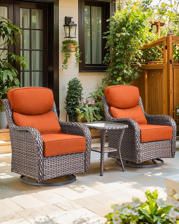 Luxury 24x24x6 Inch Smile Outdoor Cushions for Patio 5 Piece Set - Set of 5 Zippered Outside Pillows for Wicker Dining Rocking Swivel Chairs Loveseat Couch Sectional Sofa - Orange