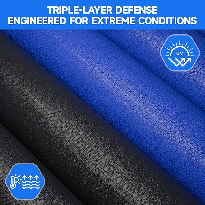[Upgrade] 18ft/21ft/24ft Pool Cover for Above Ground Pools, 18 Feet Winter Round Swimming Pool Cover with 4 Foot Overlap Extra Thick 500D Cable & Heavy-Duty Winch 18 Foot Round Pool Covers