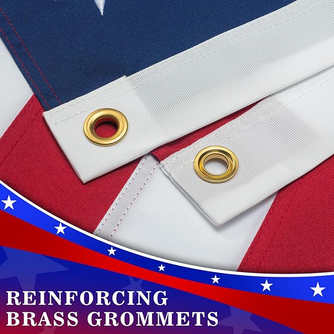 High Wind American Flag for Outdoor 4x6 Ft - Heavy Duty Allegiance US Flag with Embroidered Stars, Sewn Stripes & Brass Grommets All Weather Fade Resistant for Outside Use