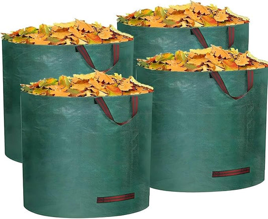 4-Pack 106 Gallon Leaf Bags & Yard Waste Collector - Reusable Standable Lawn/Garden/Camping Recycling Bags with 4 Handles, Portable Leaf Storage Container