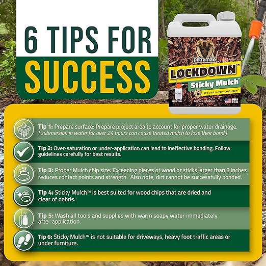 Lockscape Sticky Rock or Sticky Mulch Glue for Landscaping with Sprayer 1 Gallon, Max Rock Glue for Landscape & PetraTools HD101 Bundle, Lockdown Gravel or Mulch for Landscaping Hold (Mulches)