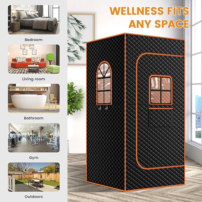 DoCred Portable Sauna for Home, Upgraded Personal Steam Sauna Box with 3L Steamer, Folding Chair, Extra Large Size Foldable Home Sauna, Full Body Sauna Tent for Relaxation Spa