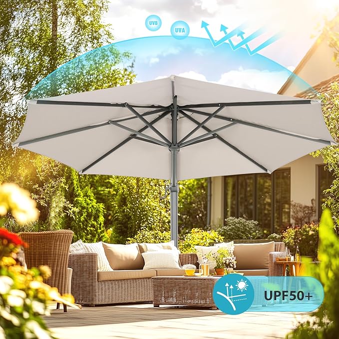 HOTIME10ft Patio Umbrella Cantilever Umbrella - Upgrade and Intensify - with 360 Rotation and 5 Angles Adjustment - Aluminum Offset Pool Umbrella Square Outdoor Umbrellas for Patio Garden Deck