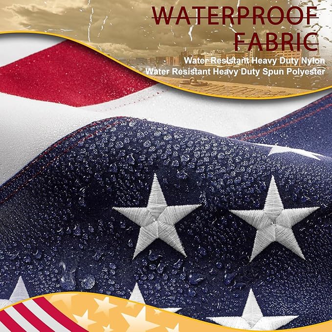 American Flag 6x10ft Ultra Durable for Outside, TearProof Spun Polyester, Embroidered Stars, Brass Grommets, Perfect for Outdoor US Flag, Show Your Patriotism with Long-Lasting Quality
