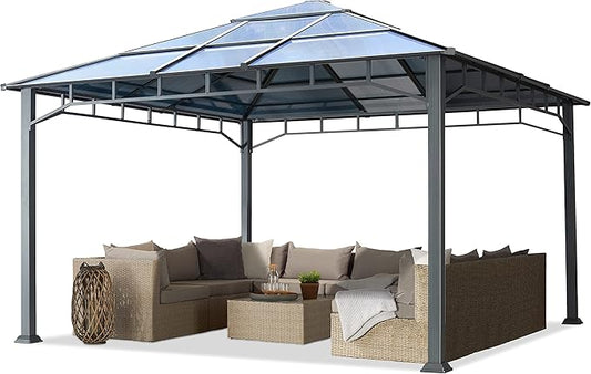 TOOLPORT Hardtop Gazebo 13x13 ft with Aluminum Frame and Approx. 8 mm Polycarbonate Roof