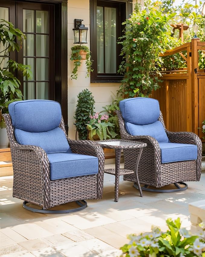 Luxury 24x24x6 Inch Smile Patio Cushions for Outdoor Furniture Set of 6 - Thick Back & Deep Seat Outside Replacement Chair Pillows for Rattan Metal Glider Loveseat Sectional Sofa - Navy Blue