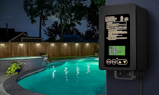 GKOLED 120W Low Voltage Landscape Transformer, Integrated Astronomic Timer and Photocell Sensor, 120V AC to 15V AC for Outdoor LED Landscape Lighting, Weatherproof, ETL Listed