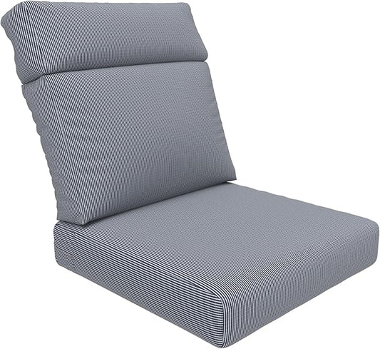 Covers & All Olefin Rectangle High Back Chair Cushion, 420 Denier Supportive Foam Seat and Poly Fill Back Outdoor High Back Chair Cushion, Water and Mold Resistant for Patio High Back Chair Cushions