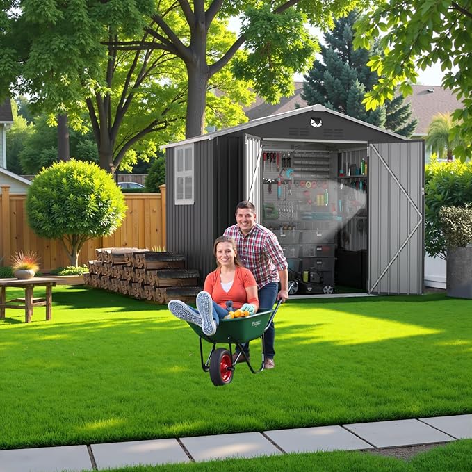 8x6 FT Metal Storage Shed with Window,Outdoor Storage Building,Large Backyard Sheds,Waterproof Outside Storage Sheds